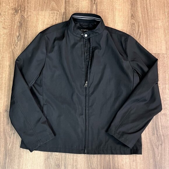 Banana Republic Black Moto Nylon Zip Jacket Sz XL - Picture 2 of 11